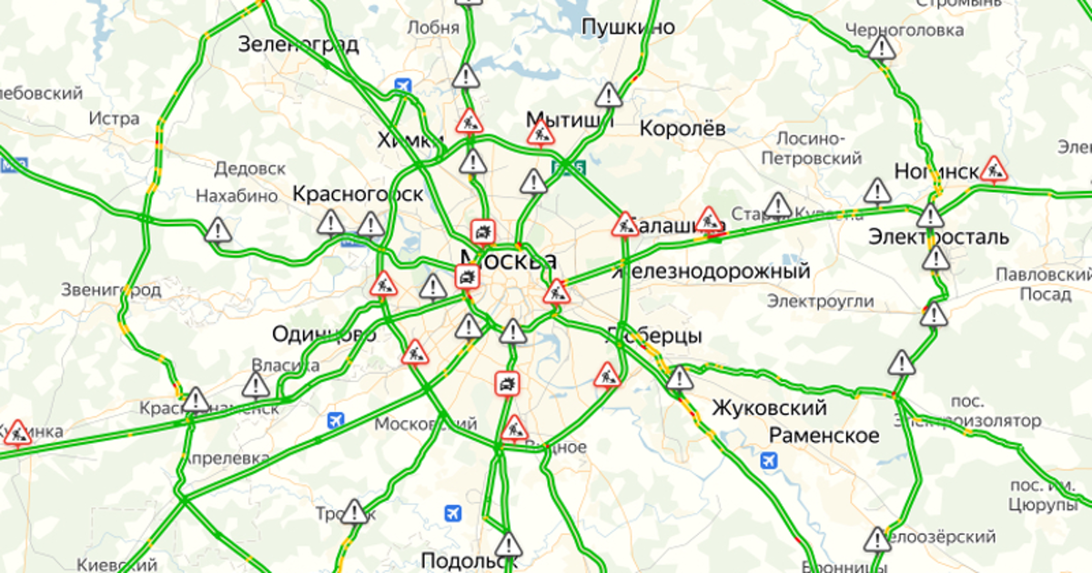 Карта дорог москвы и московской области с пробками